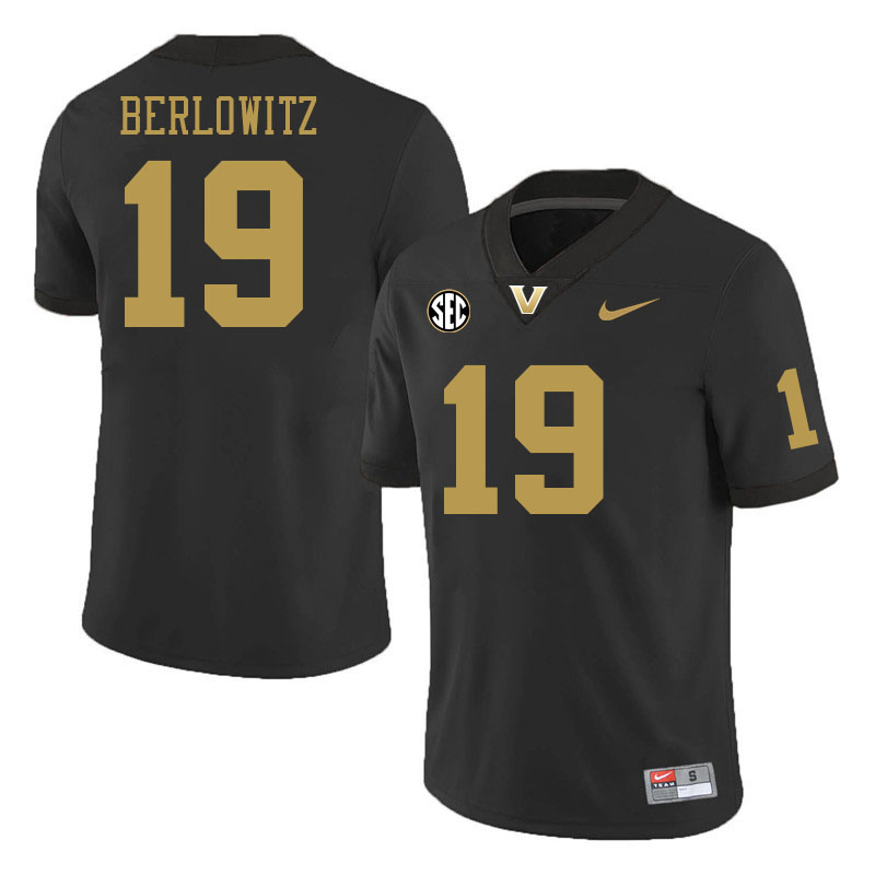 Vanderbilt Commodores #19 Blaze Berlowitz College Football Jerseys 2024 Uniforms Stitched-Black